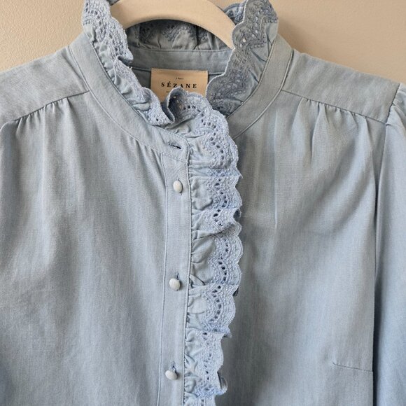 Sezane Chlo Shirt in Chambray Size US 6 - 100% cotton shirt - Picture 4 of 9